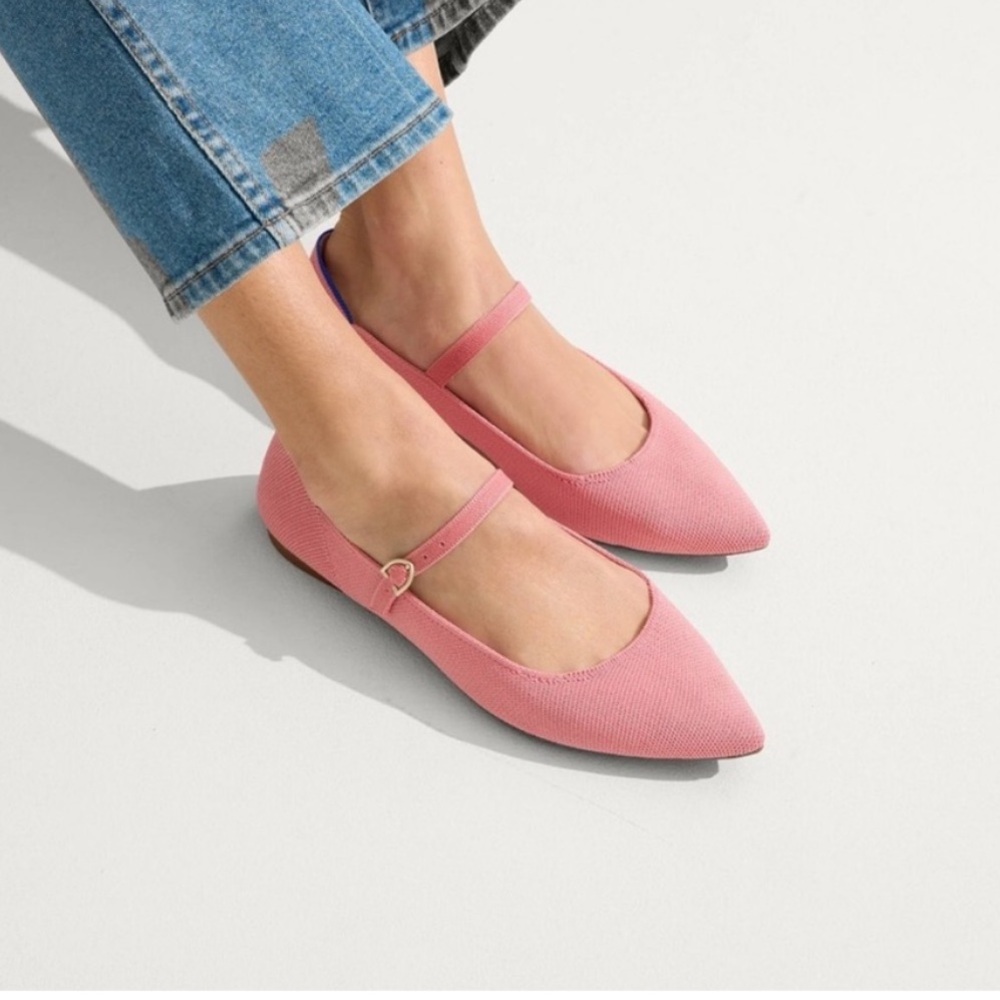 Rothy's Pink Flats Mary Jane Pointed Toe Flats